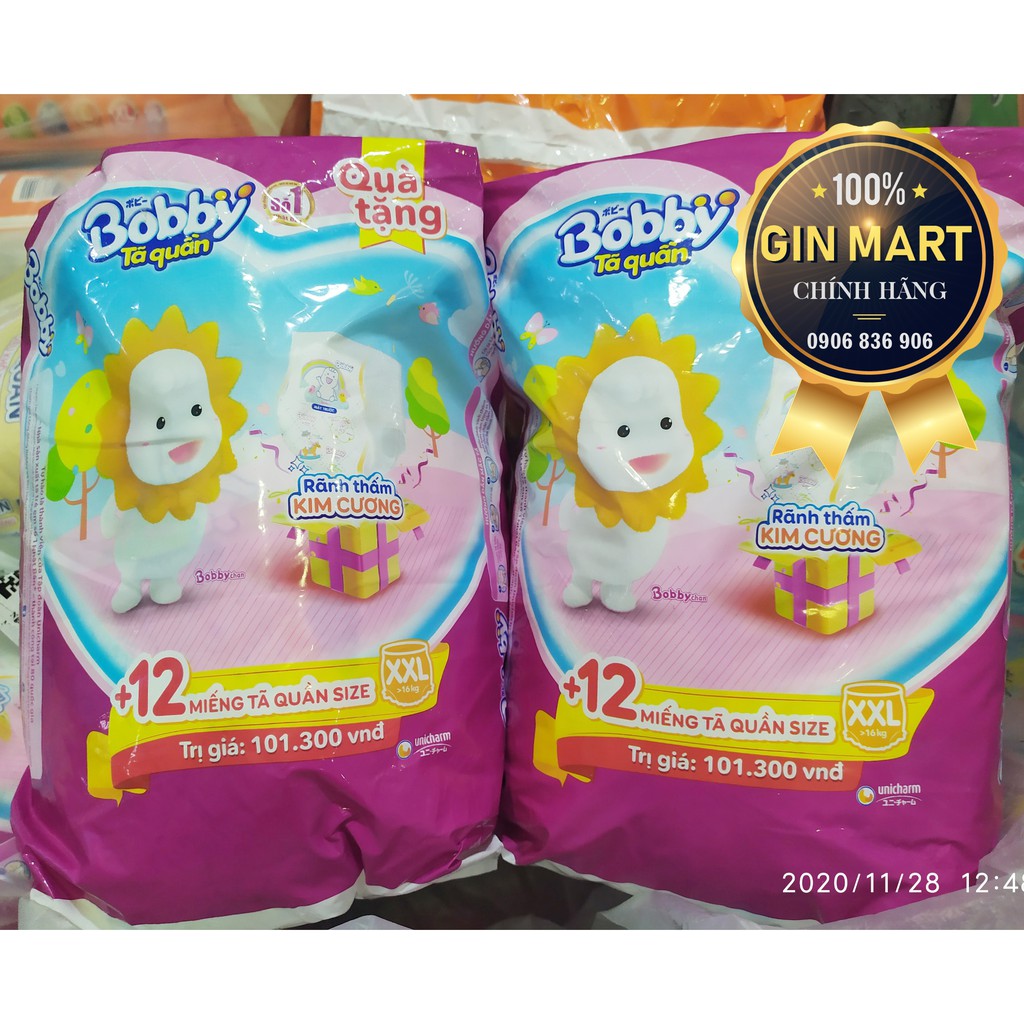 Tã quần BOBBY gói 12 miếng hàng tặng M12/L12/XL12/XXL12