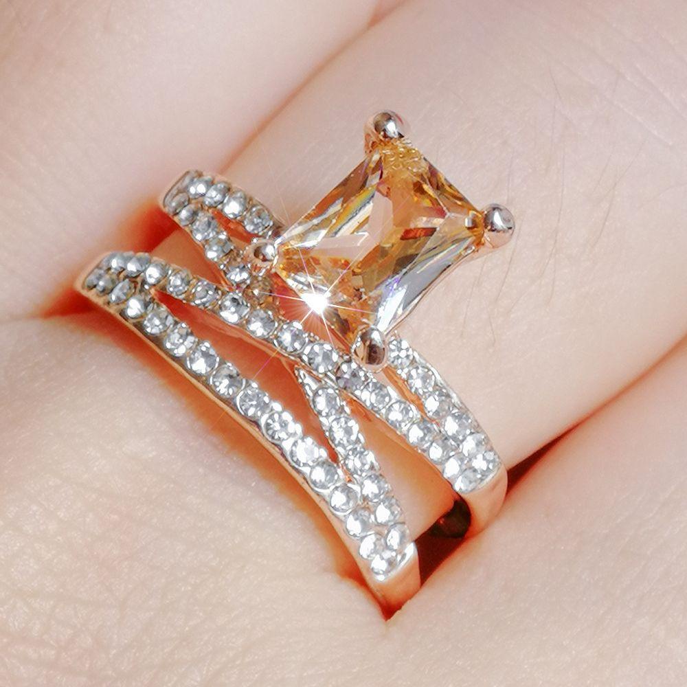 Osier1 Nhẫn Xếp Chồng Lên Nhau Phụ Nữ Topaz|Nhẫn Đeo Khớp Ngón Tay Thiết Kế Đơn Giản Thời Trang