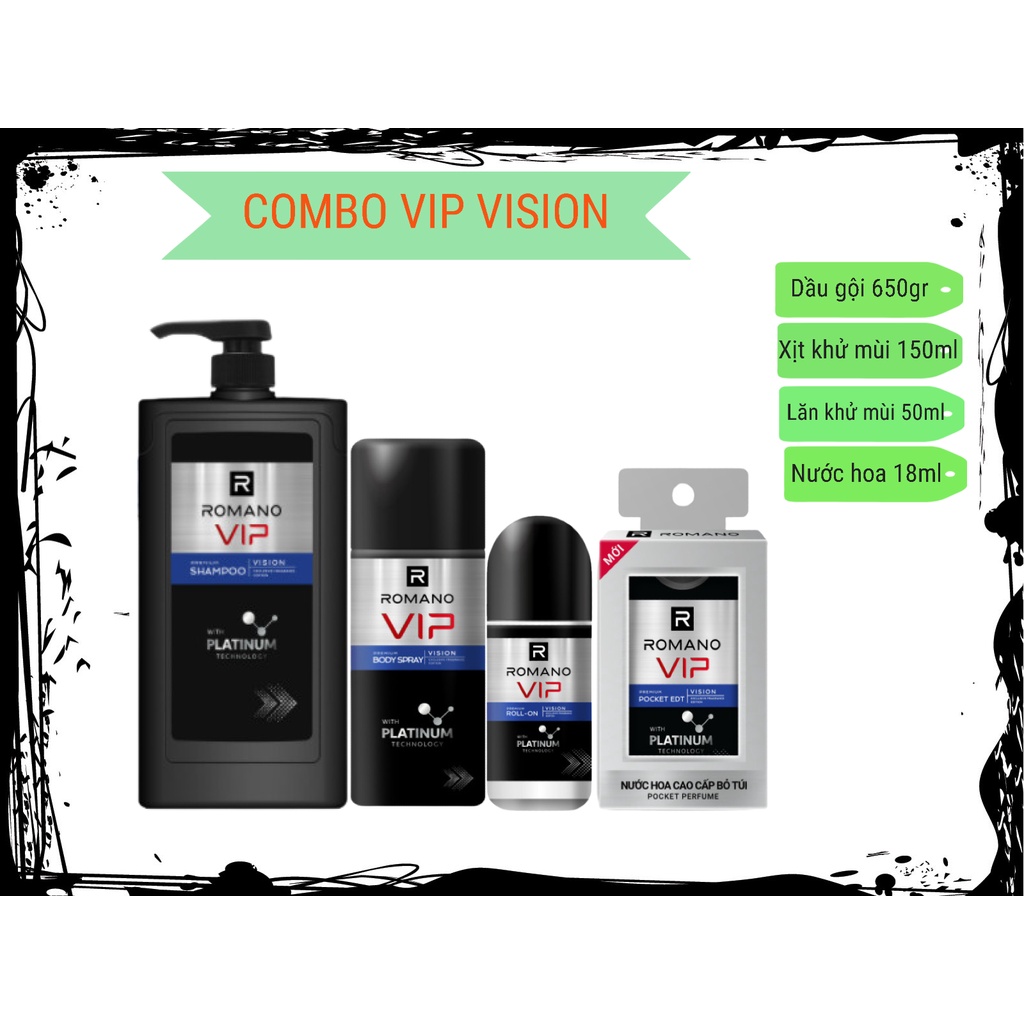 COMBO VIP VISION [Dầu gội-Xịt khử mùi-Lăn-Nước hoa]