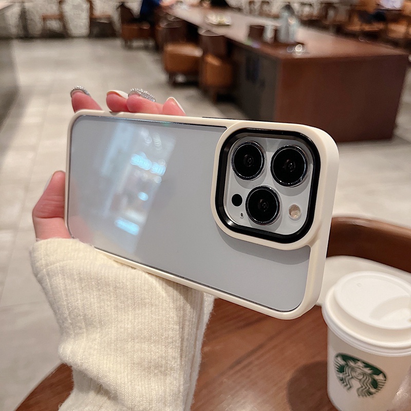 Ốp Điện Thoại Cứng Trong Suốt Viền Kim Loại Chống Sốc Cho iPhone 14 13 Pro Max 14 Plus