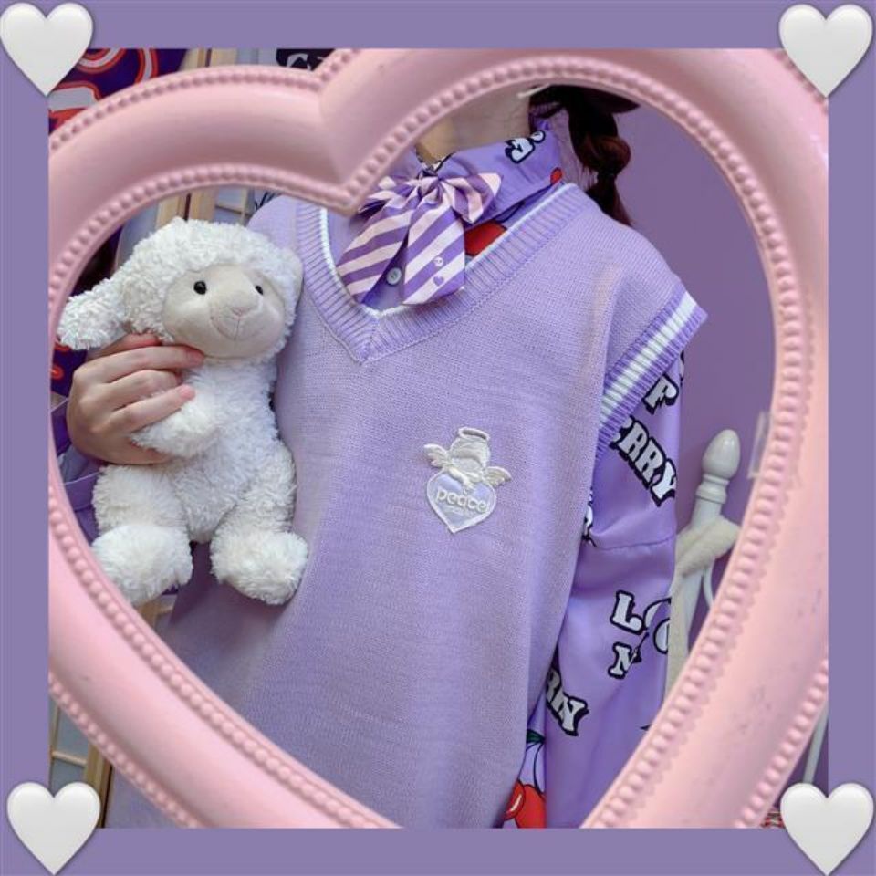 MỚI Áo len không tay cổ chữ V phong cách Hàn Quốc