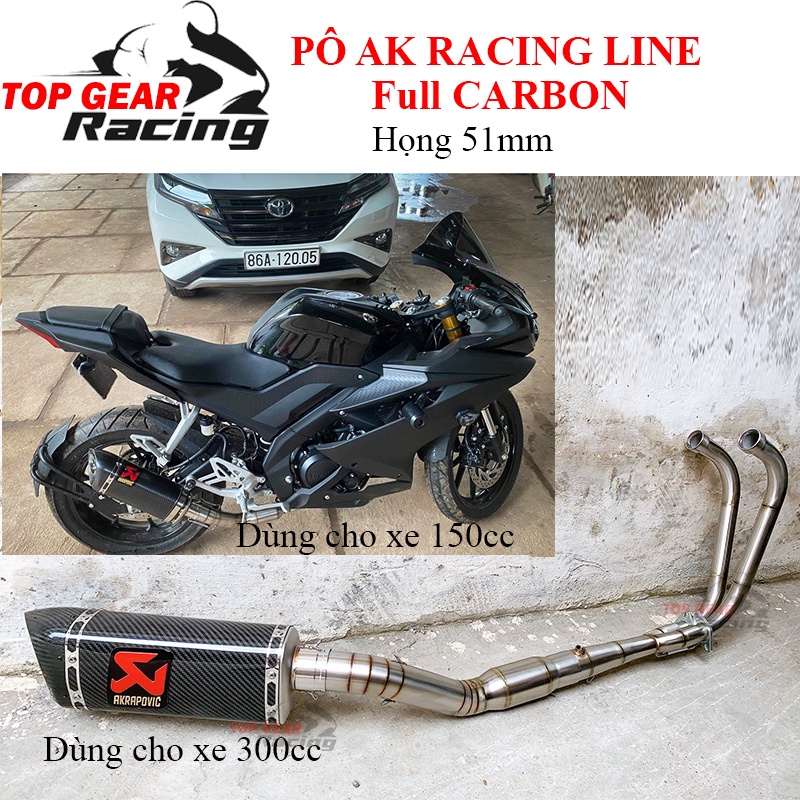 Pô Akrapovic Racing Line Full Carbon Họng 51mm