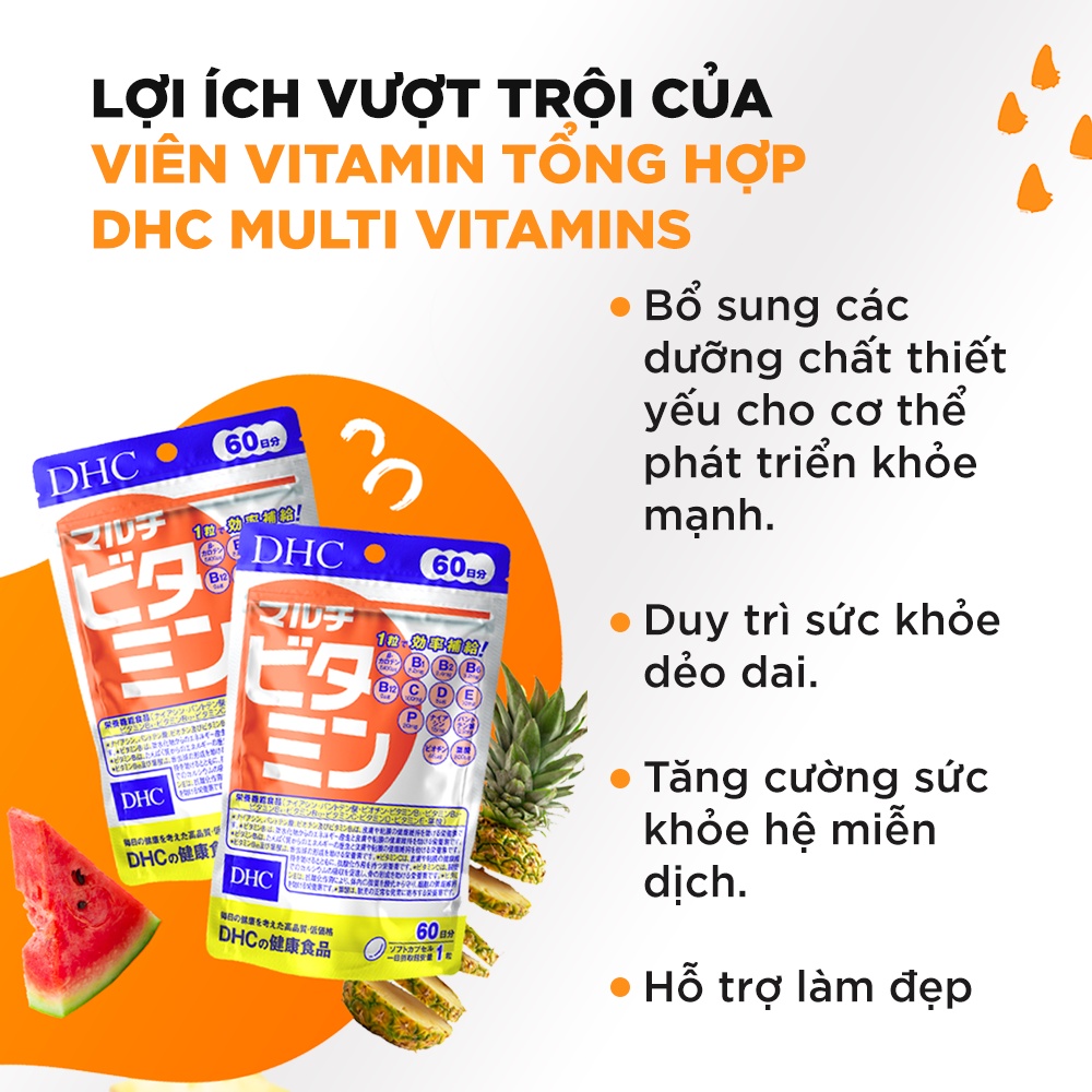 Viên uống Vitamin tổng hợp DHC (New) bổ sung 12 loại vitamin thiết yếu gói 20 viên (20 ngày) và 60 viên (60 ngày)