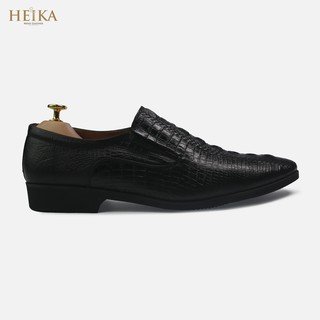 Giày công sở nam HEIKA /Giày tây nam da bò dập vân cá sấu - Tặng kèm lót giày da