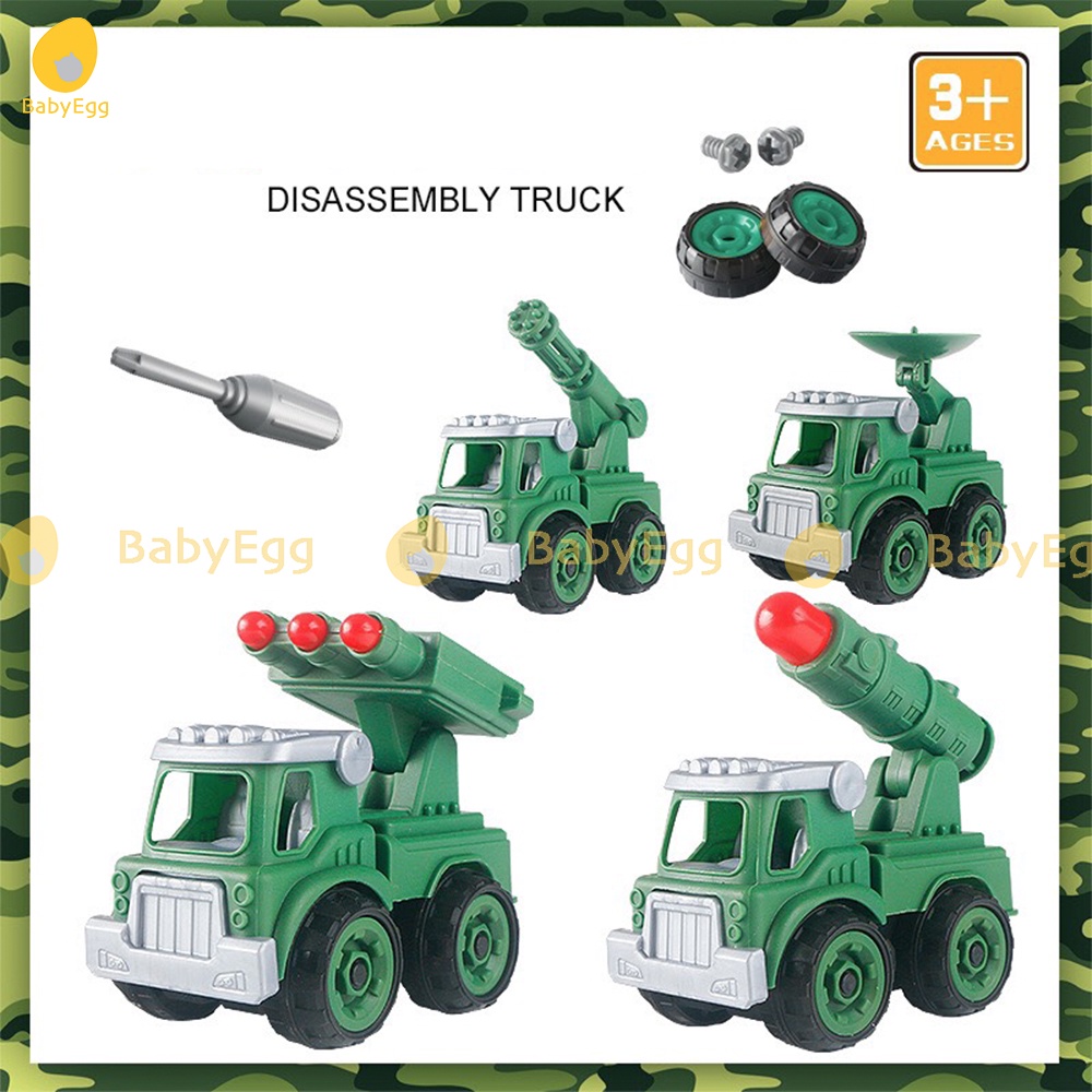 Set/ bộ 4 Đồ chơi trẻ em mô hình xe ô tô cứu hỏa, máy xúc,xe tải tự tháo lắp kèm tua vít cho bé trai bé gái DIY 3 4 5 6