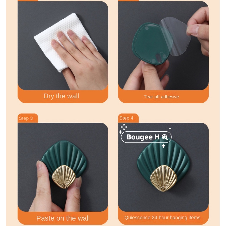 Móc Treo Đồ Hình Vỏ Sò Gắn Tường Không Cần Khoan Tiện Dụng Cho Nhà Bếp Nhà Tắm