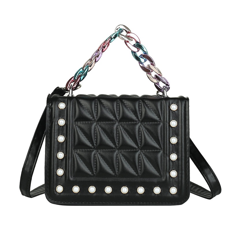 Túi xách đeo vai IELGY hình vuông cỡ nhỏ phối dây đeo sợi xích phong cách phương Tây thời trang cho nữ