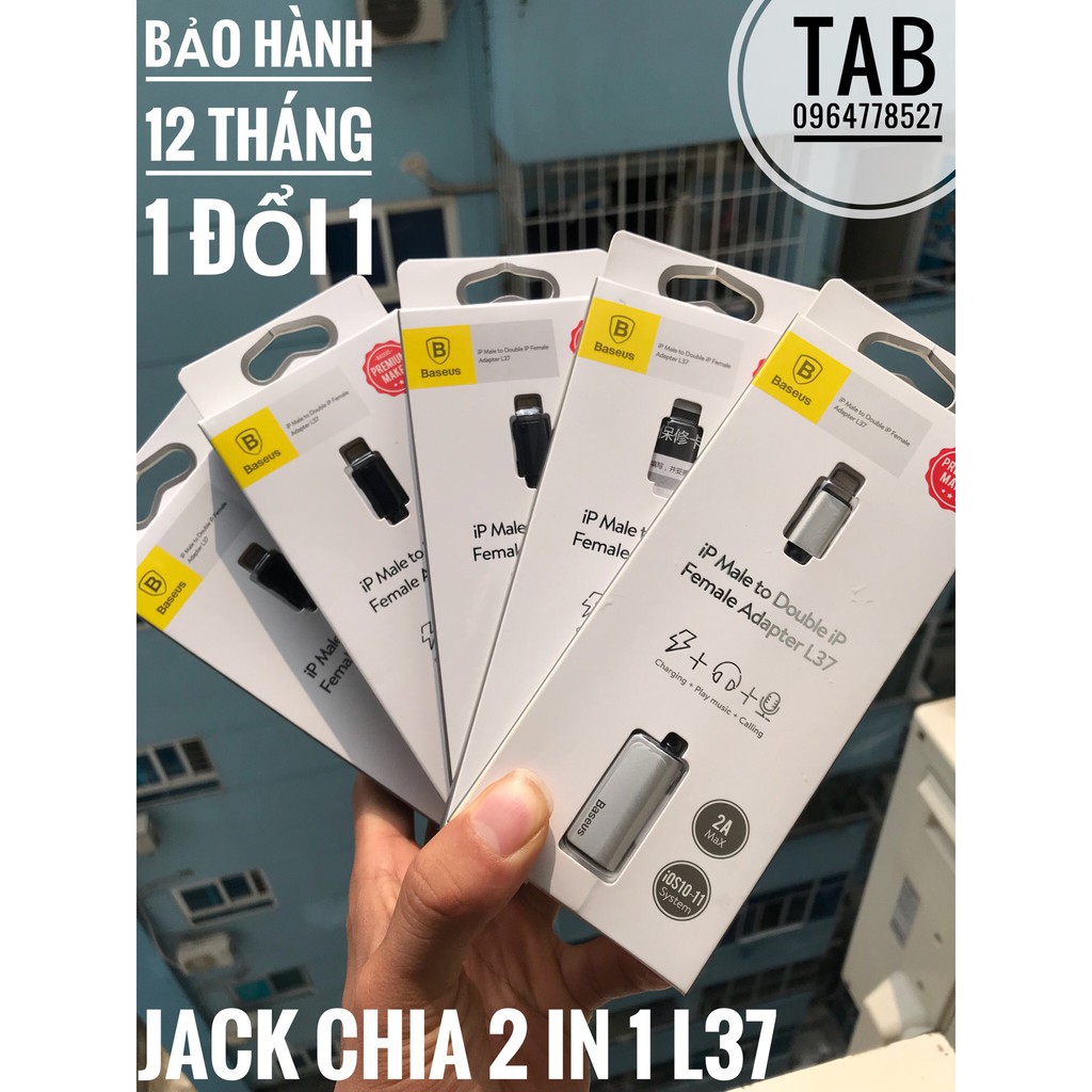 Bộ chia cổng Lightning 1 thành 2 Baseus L37 cho iPHONE