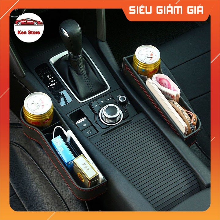 Hộp đựng đồ để bên khe ghế ô tô 🚗[HÀNG XỊN]🚗 Khay để đồ bên khe ghế ô tô, phù hợp mọi loại xe, có lỗ luồn cáp sạc