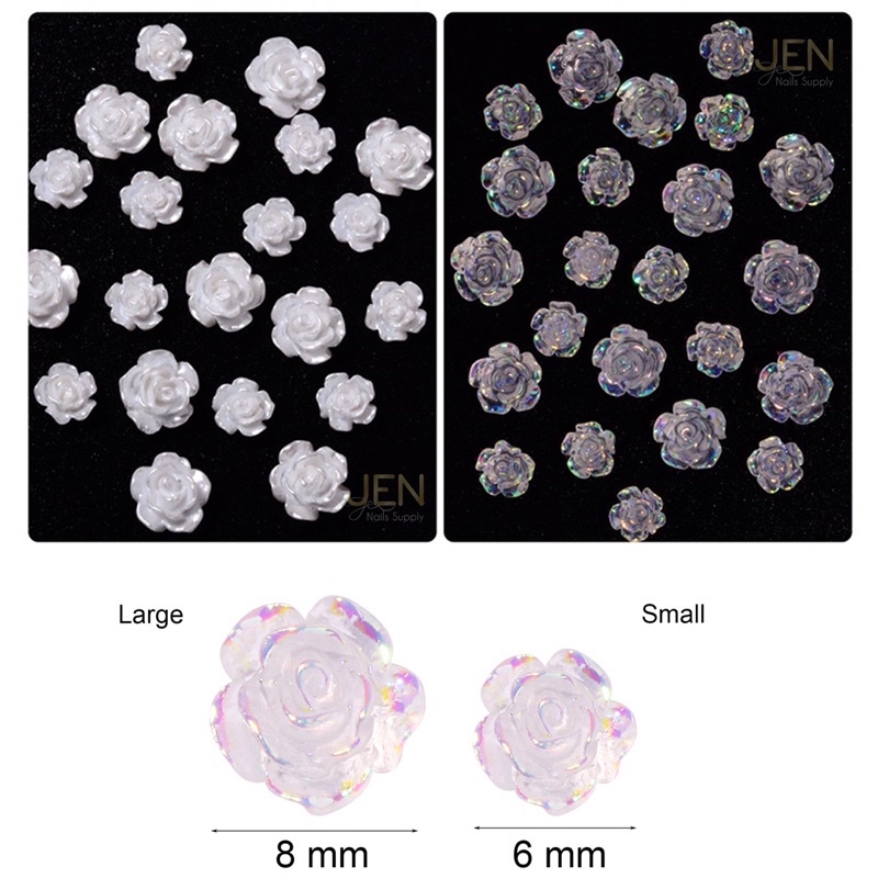 Charm nhựa hoa trà-charm hoa hồng set 10 hoa