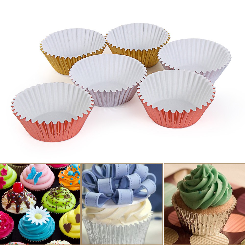Cốc Lá Nhôm In Chữ Trang Trí Bánh Cupcake|Giấy Gói Kẹo Nhiều Màu