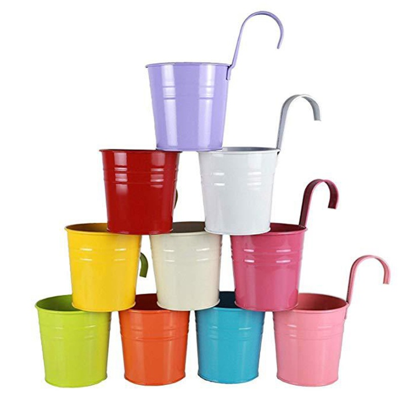 Chậu Trồng Cây Nhỏ Bằng Kim Loại Treo Ban Công Sân Vườn