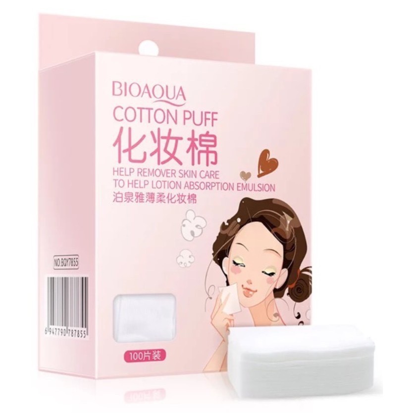 Bông Tẩy Trang Chính Hãng BioAqua 1 Hộp 100 Miếng | BigBuy360 - bigbuy360.vn