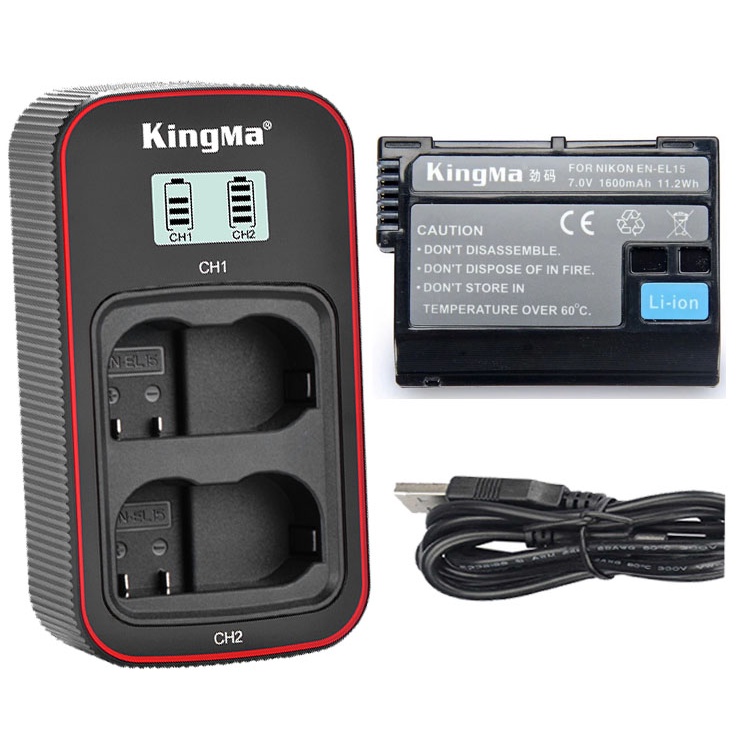 Pin sạc Kingma Ver 3 cho Nikon EN-EL15 (Sạc nhanh - Cổng Type C)