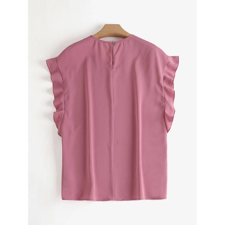 ZANZEA Áo Kiểu Tay Ngắn Cổ Tròn Màu Trơn Dáng Rộng Thời Trang Cho Nữ