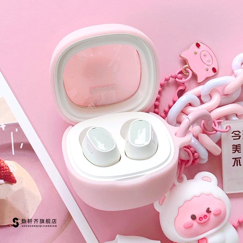 Vỏ Bảo Vệ Hộp Sạc Tai Nghe Baseus WM01 PLUS E2 WM02 Bằng Silicon Mềm Chống Rơi Hình Chú Heo Dễ Thương