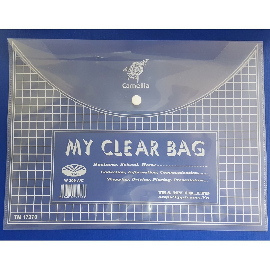 Combo 100 Túi Clear Bag Khổ A4 mã 17580 Có Khuy Bấm