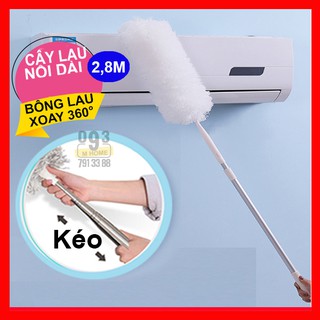 Combo Cây Lau Đa Năng ,Chổi Lau Nối Dài Inox 2.8 mét, Gồm 1 Bông Lau  360