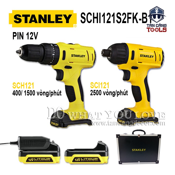 Combo Máy Khoan, Máy Bắt Vít Dùng Pin Stanley 12V SCHI121S2FK