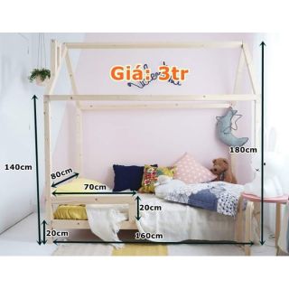 (GIÁ TẠI XƯỞNG) Giường Ngủ Mô Hình Ngôi Nhà Cho Bé Có Chân Kích Thước 80*160cm