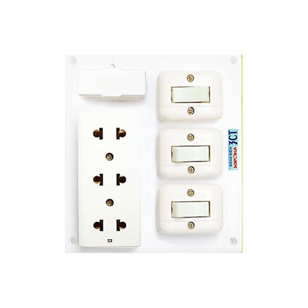 Bảng điện 1 cầu chì 3 công tắc 1 ổ cắm Sopoka - Điện Việt