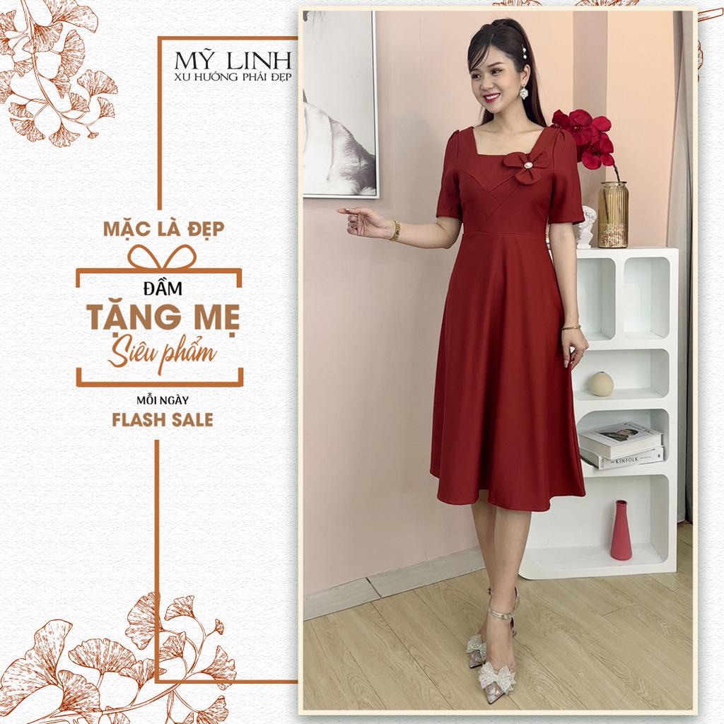 (HT 1489) Đầm Xòe Dáng Dài Quý Bà Kiều Đầm Xòe Trung Niên Size Lớn In Hoa Có Size Cho Người