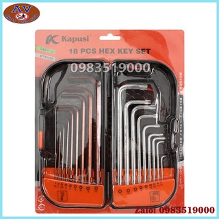 Bộ lục giác bi - lục giác hoa thị 18 chi tiết kapusi japan, lục giác chữ l cao cấp