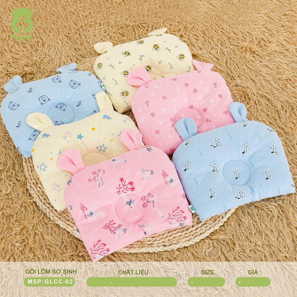 Mipbi. Gối lõm sơ sinh (có thể tháo rời vỏ gối)