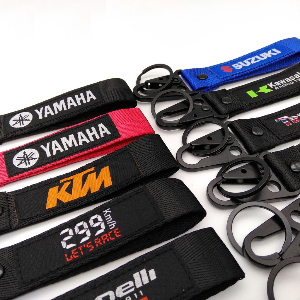 Móc chìa khóa vải 16x2.5 cm hình thêu 299kmh 399kmh