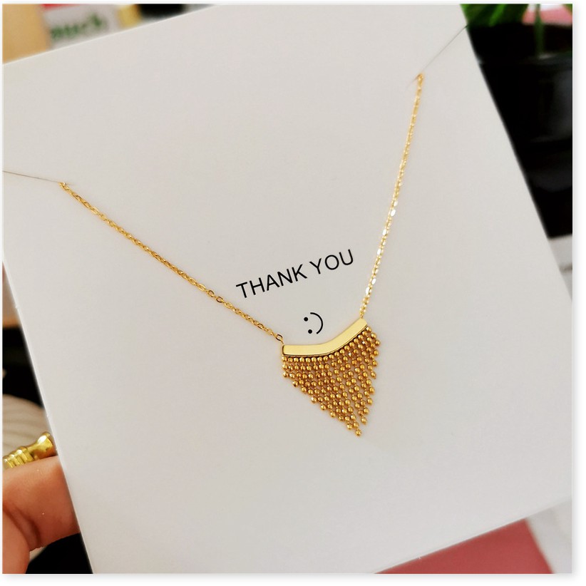 Dây chuyền titan dây bi tua rua (màu vàng) TT5597 - CAM KẾT KHÔNG BAY MÀU - BẢO HÀNH 12 THÁNG.