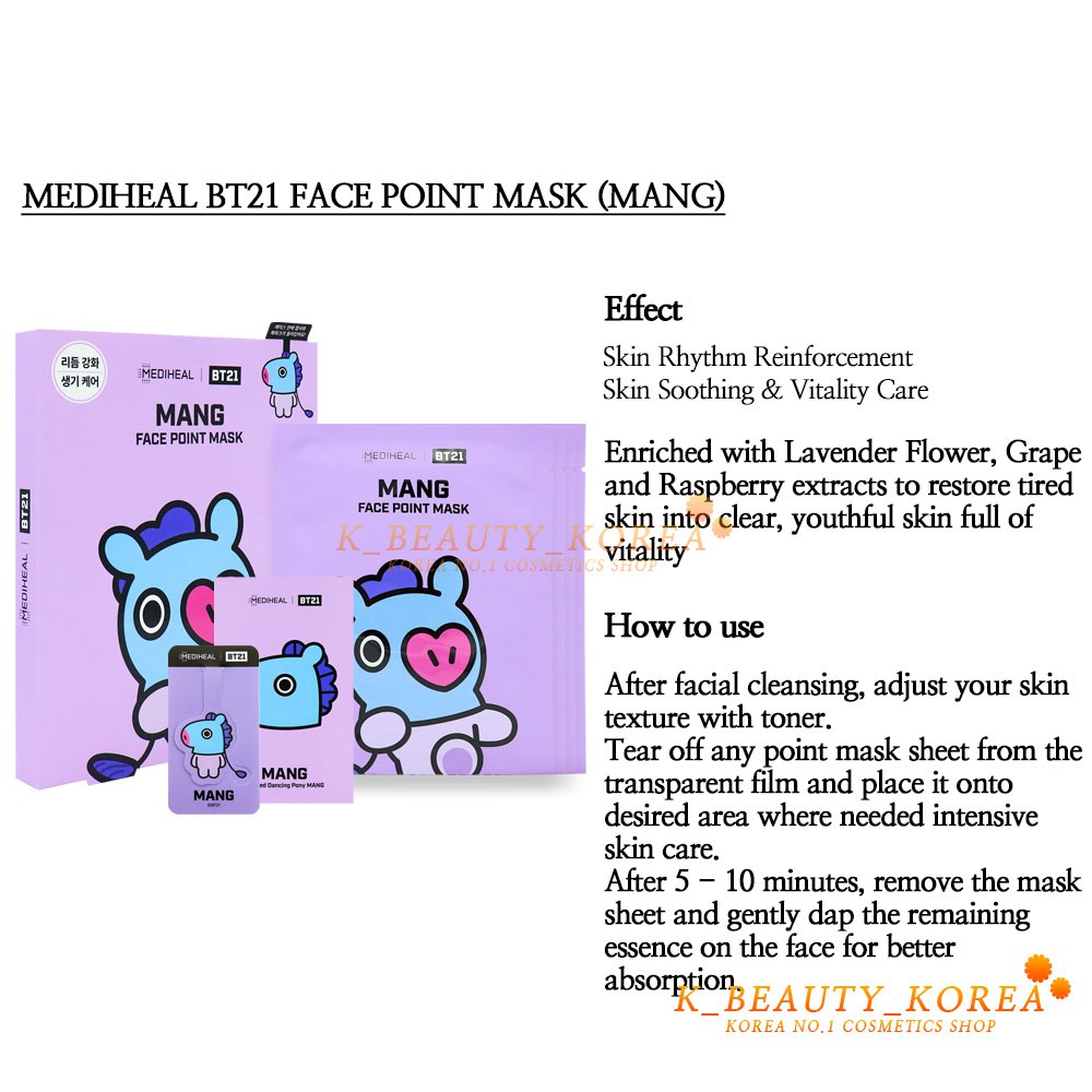 [MEDIHEAL x BT21] Mặt Nạ Đắp Mặt Nạ Kèm Thẻ Kẹp Sách + Thẻ Đánh Dấu Trang In Hình Nhóm Nhạc Bts