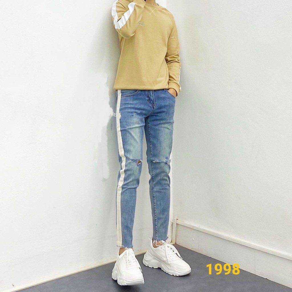 Quần Jean Nam Đen Vá Kiểu Cách Co Dãn Mạnh Vải Xịn MS602 | BigBuy360 - bigbuy360.vn