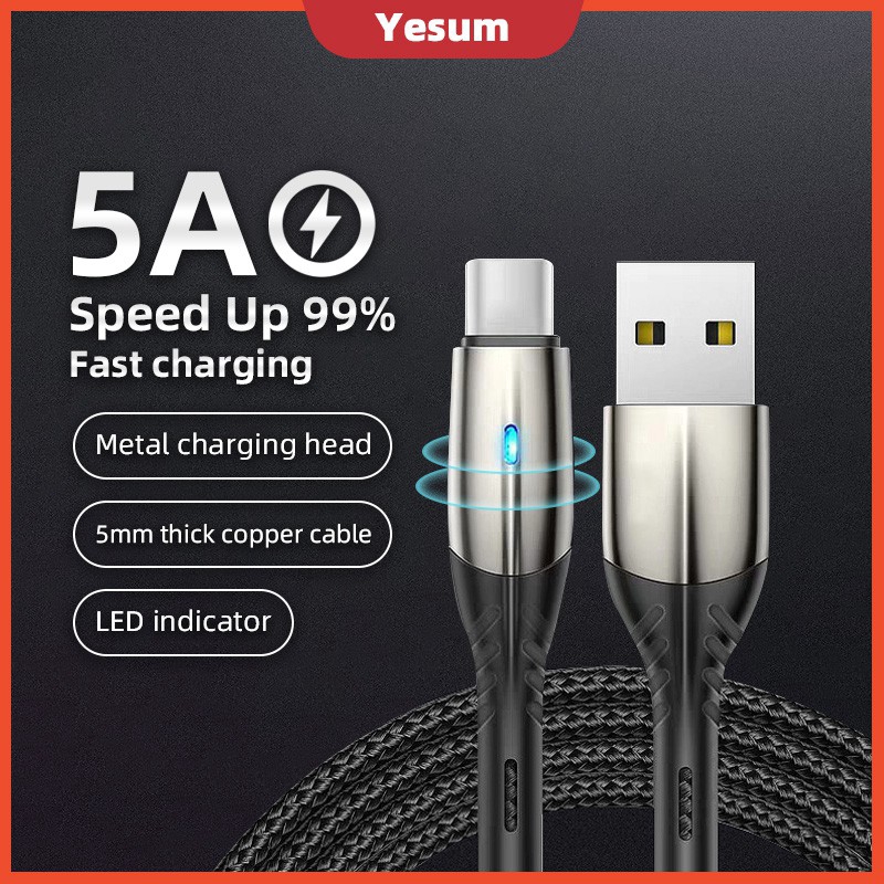 Cáp sạc nhanh 5A 100% Micro gốc USB Loại C Lightning cho iPhone Samsung Huawei OPPO Sạc nhanh Cáp USB