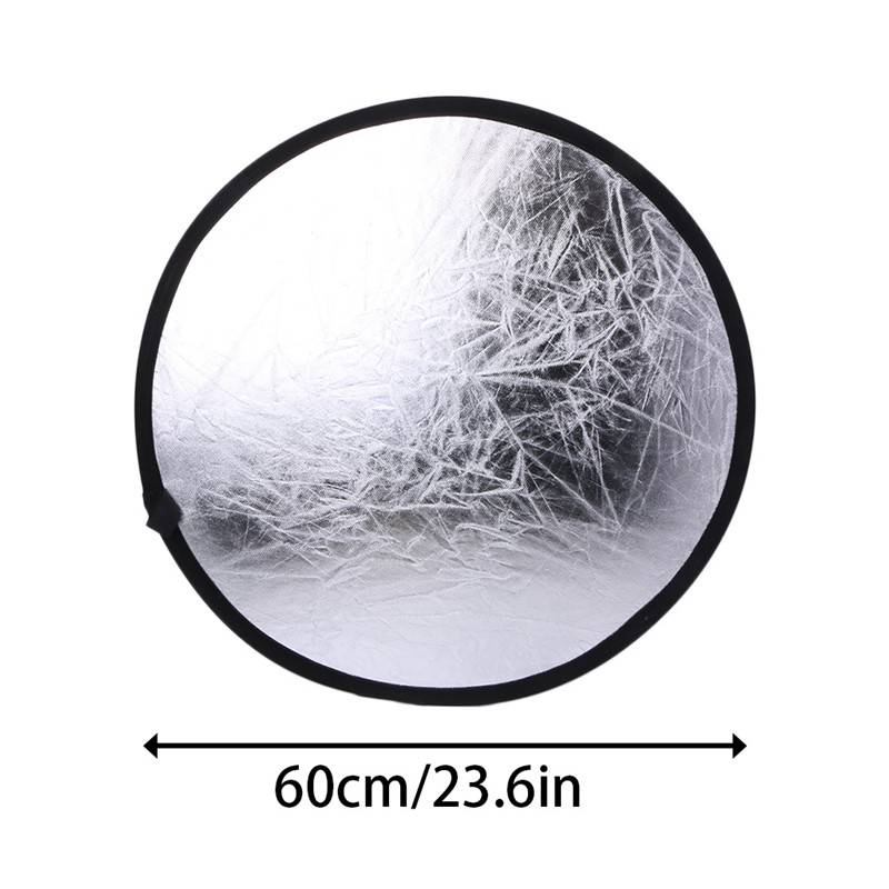 QUU 2 in 1 55-60cm Light Mulit Collapsible Disc Photography Reflector Silver/White