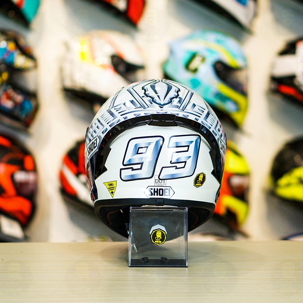 Mũ Fullface 1 kính Roc 01 Trắng Bóng Dán Tem Shoei M93 V2 Bạc