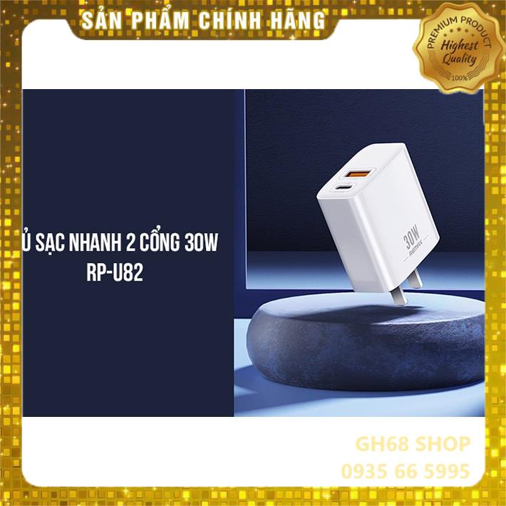 Củ sạc nhanh 30w U82 2 cổng chuẩn PD và QC 3.0 - chính hãng Remax