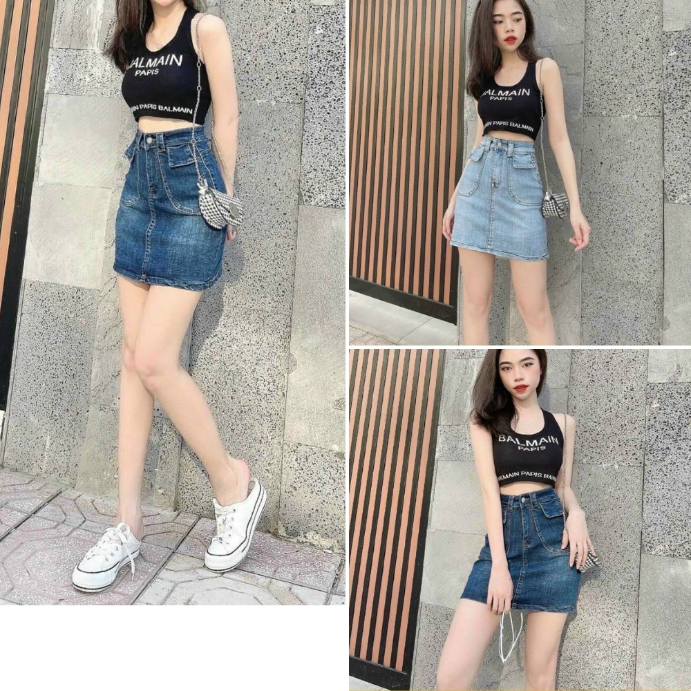 Chân váy nữ, chân váy jeans nữ 2 màu đậm nhạt size S M L SKUCV-40