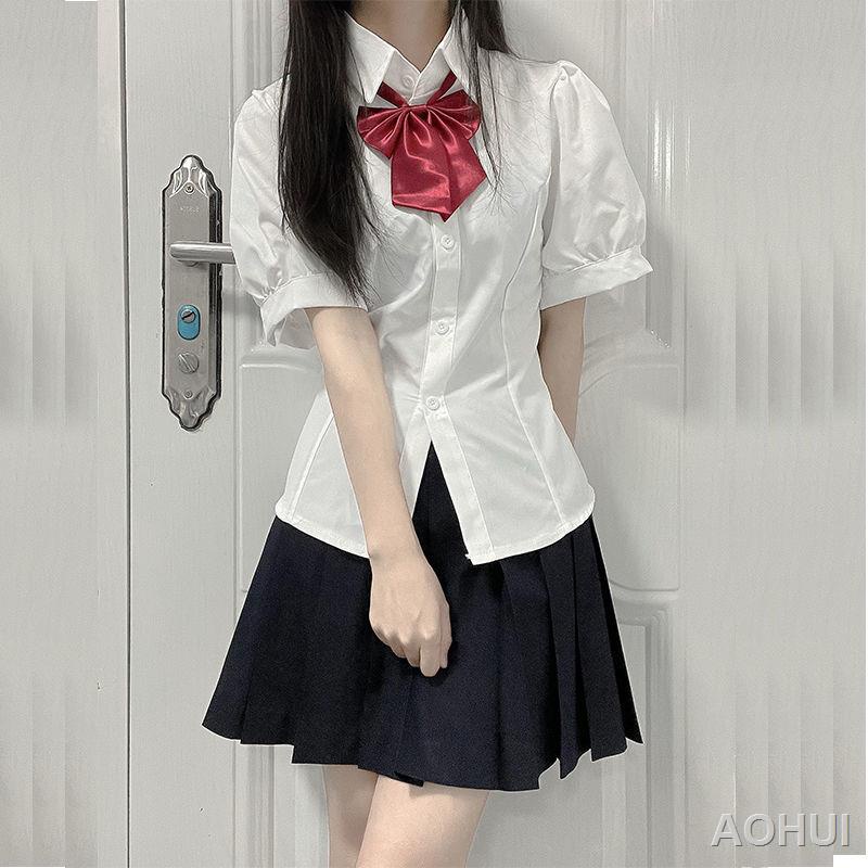 Áo sơ mi trắng ngắn tay + nơ JK dễ thương Nhật Bản và Hàn Quốc