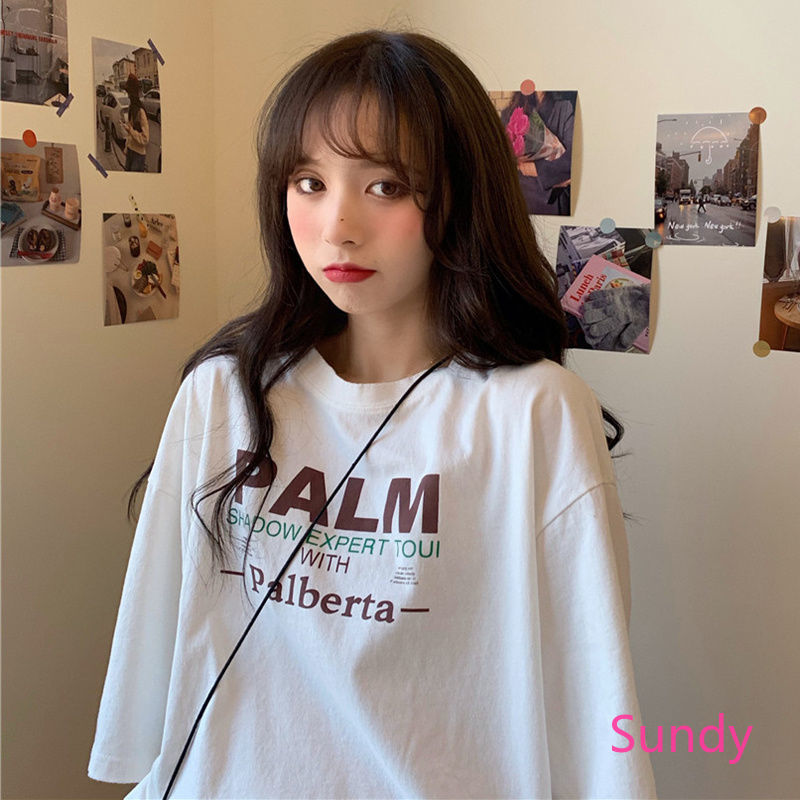 Korean Fashion Women's Short Sleeve Round Neck T-shirt