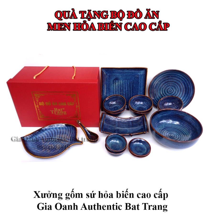 &quot;HOT TREND&quot; Bộ đồ ăn men xanh hỏa biến cao cấp - ĐẸP - SANG TRỌNG - BỀN CHẮC - sx XƯỜNG GỐM GIA OANH AUTHENTIC BAT TRANG