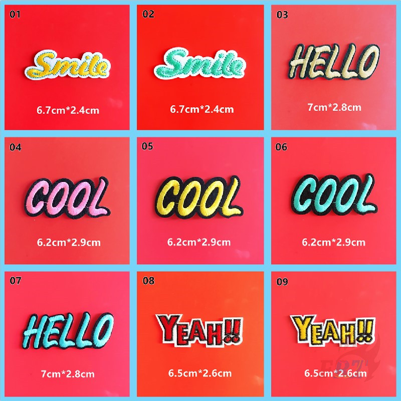 1 Miếng Dán Ủi Quần Áo Hình Hello / Cool / Yeah / Cười