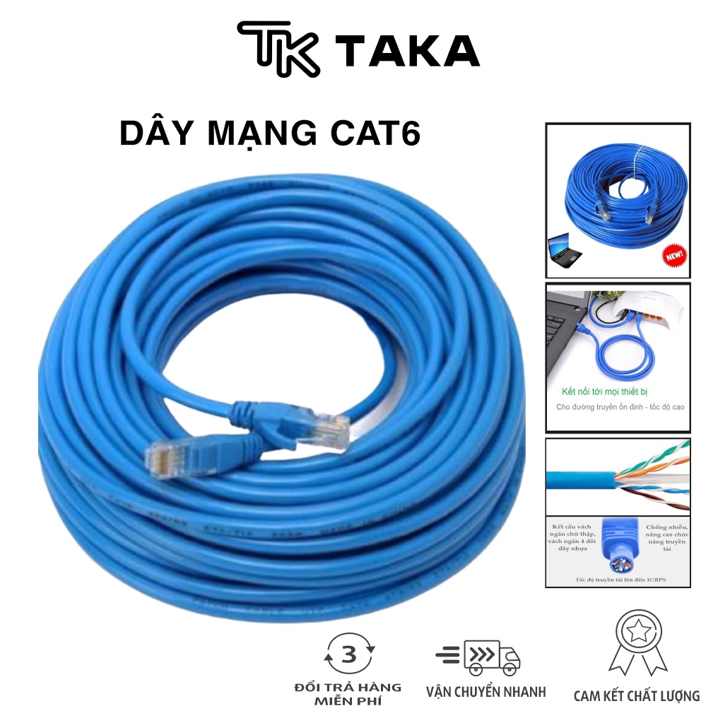 Dây mạng cat6 bấm sẵn 2 đầu 2m 3m 5m 10m - dây cáp mạng lan chính hãng