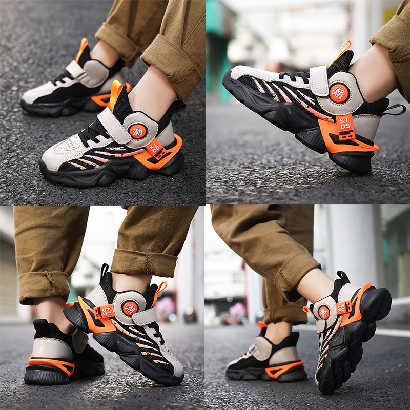 Giày thể thao đế dày phối lưới thoáng khí thời trang mùa thu 2021 cho bé trai