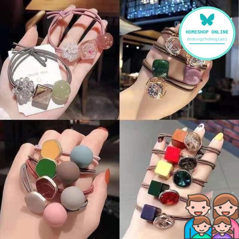 Sét 20 Dây Buộc Tóc Siêu Xinh Túi Trong Suốt Bấm Khoá Hót Hít
