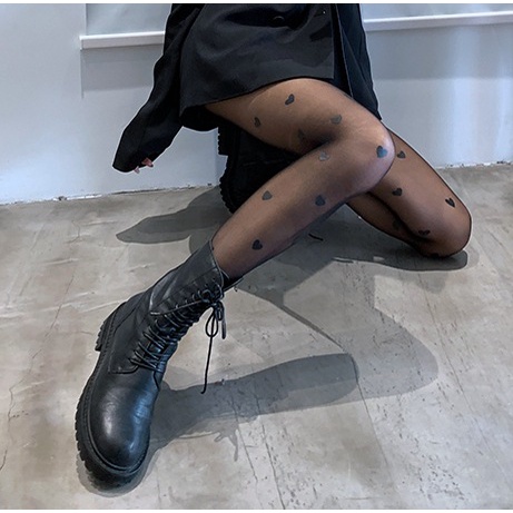 DUNEA Quần Tất Xuyên Thấu In Họa Tiết Trái Tim Gợi Cảm Dành Cho Nữ