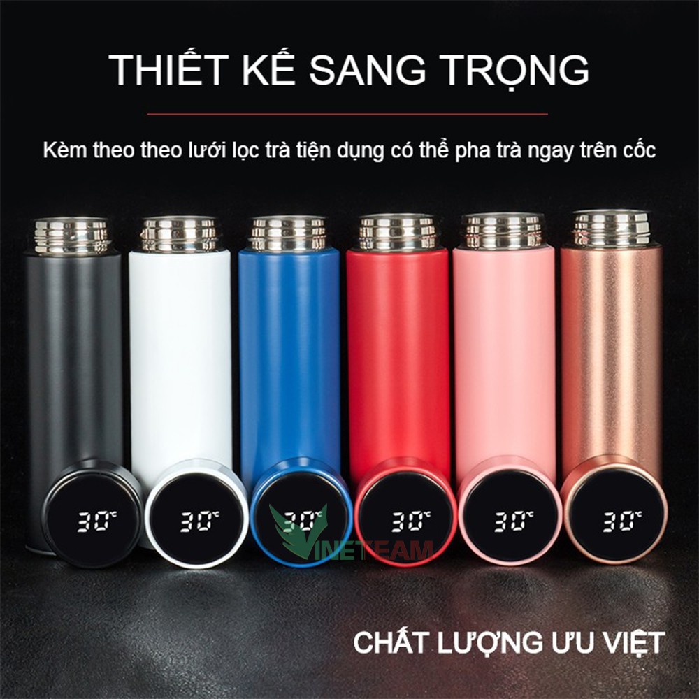 Bình giữ nhiệt có nhiệt kế thông minh 500ml - Bình giữ nhiệt INOX hiển thị nhiệt độ led cao cấp có Bảo Hành -dc4137