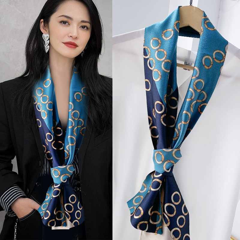 Khăn quàng cổ bằng vải lụa mỏng phong cách Hàn Quốc thanh lịch cho nữ