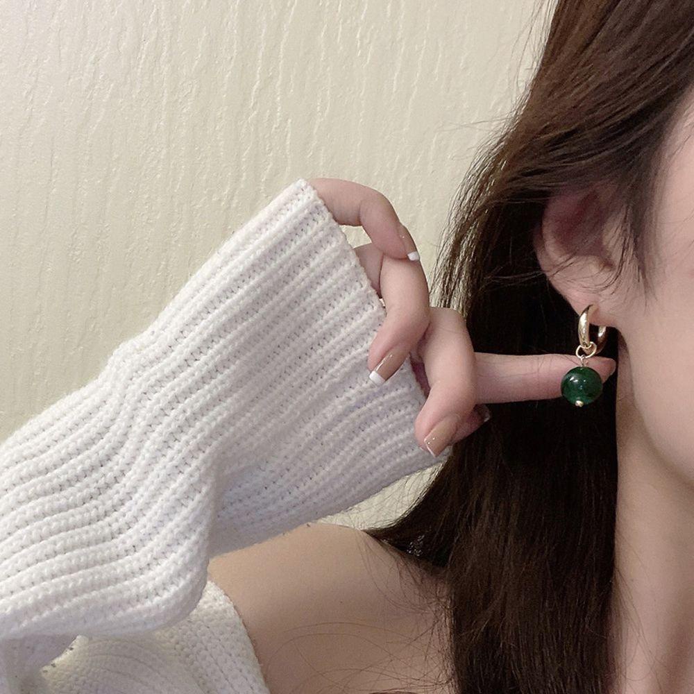 Khuyên Tai Tròn Màu Trơn Thời Trang VANES1 Dành Cho Nữ