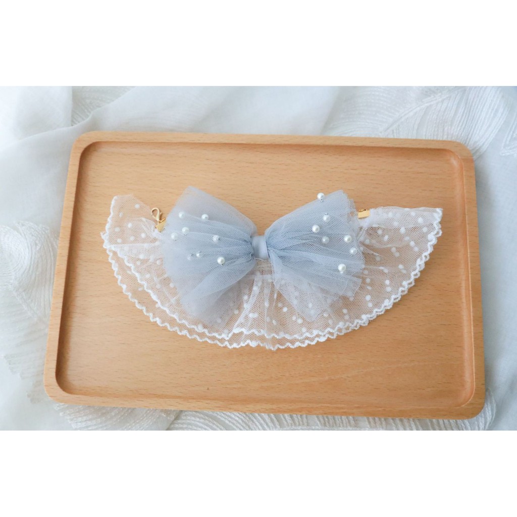 Vòng đeo cổ CAMQUYTSTORE ren bi kèm nơ dễ thương cho thú cưng chó mèo