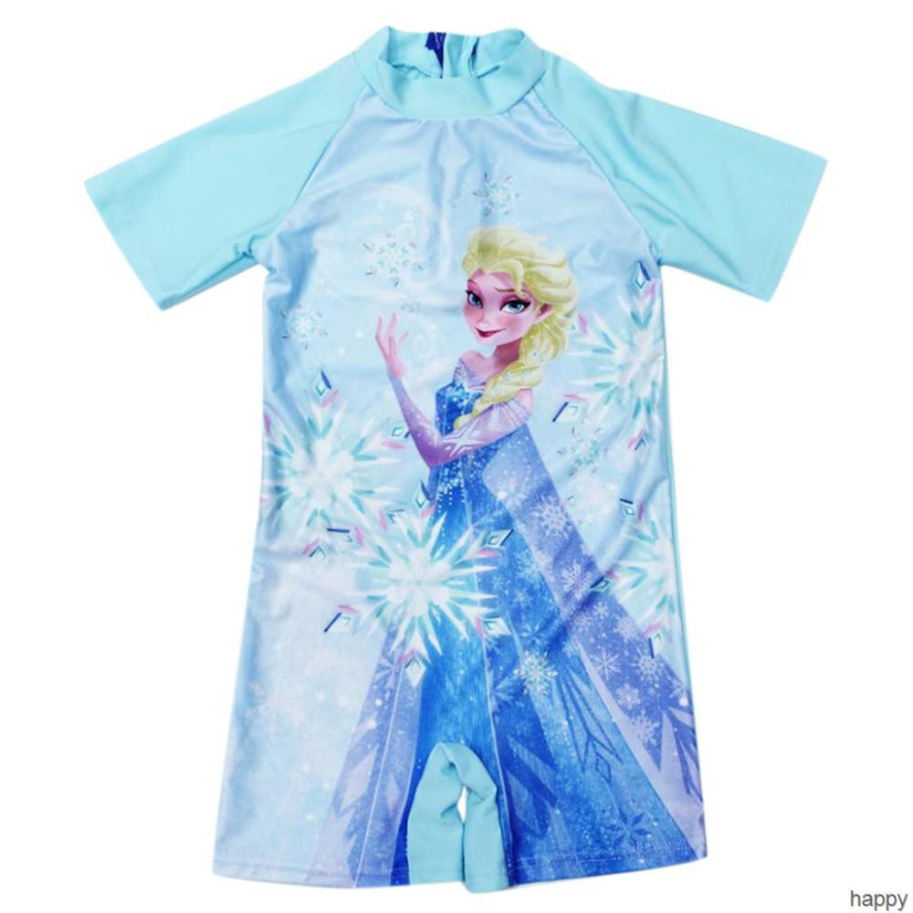 Đồ bơi trẻ em Cô gái tay ngắn Đồ bơi một mảnh thích hợp cho 3-11 tuổi In hoạt hình mềm